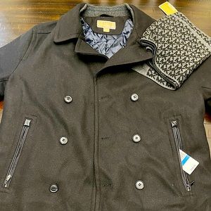 Michael Kors Wool Big and Tall Coat Size XLT in Black.